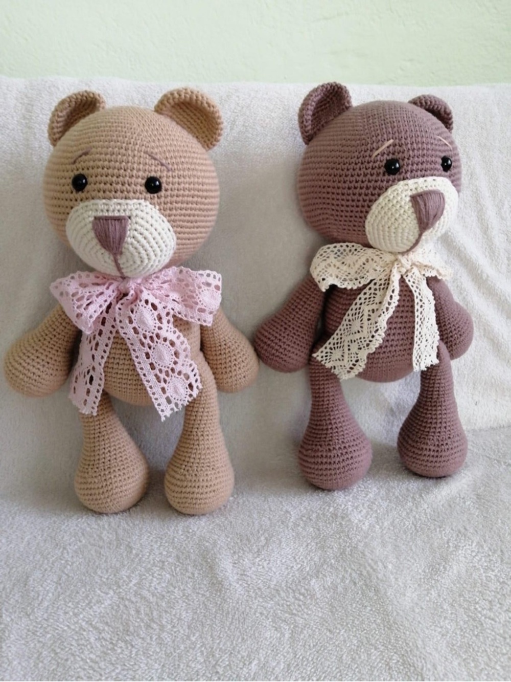 Handmade Crochet Teddy Bear Plush Toy - Pink and Brown